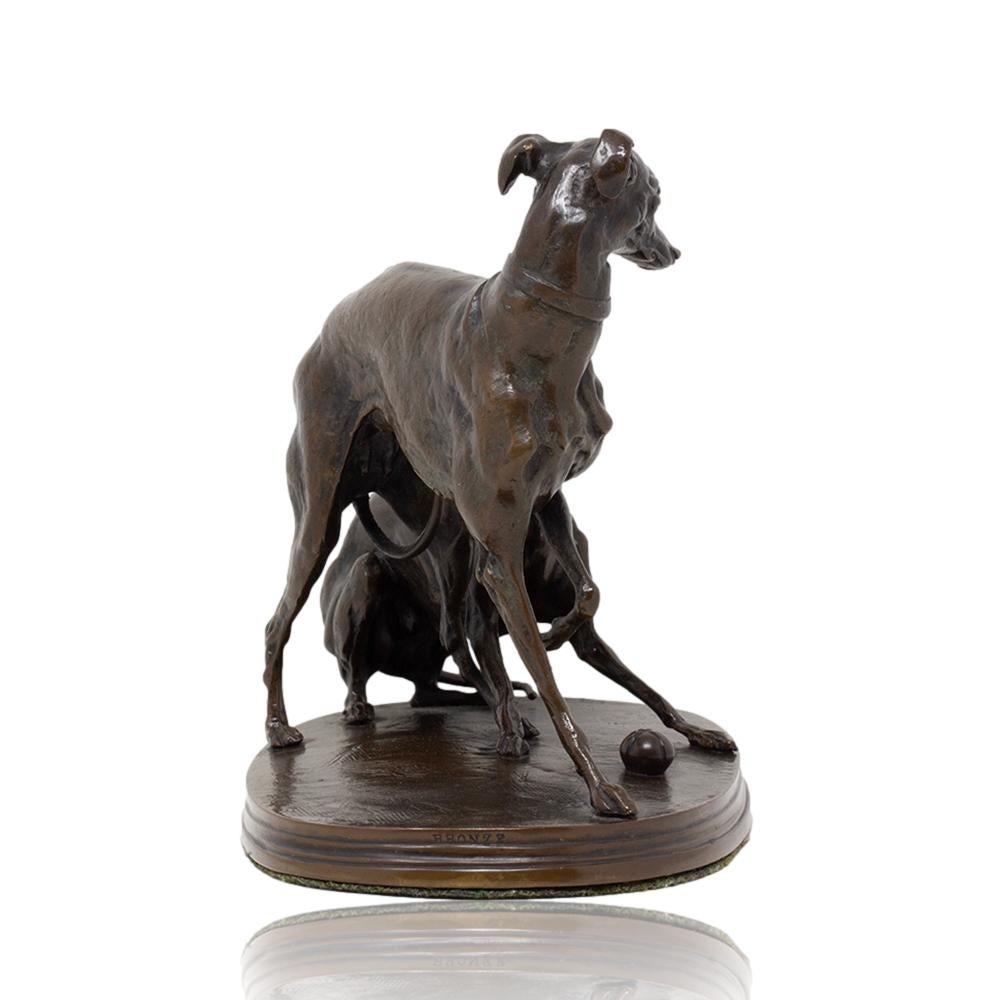 French Antique Greyhound Bronze Pierre-Jules Mene 3