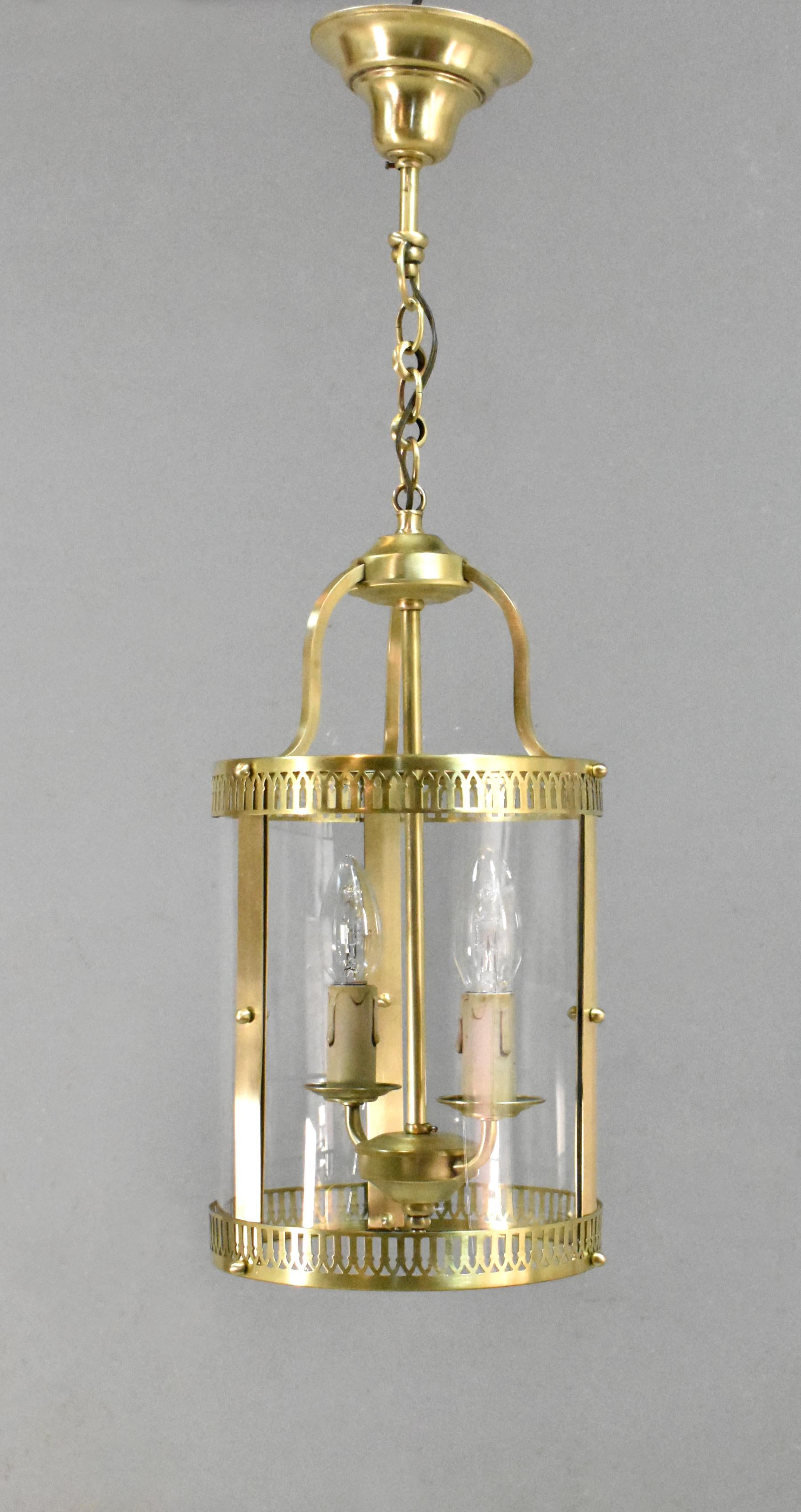 French Antique Hall Lantern in Brass For Sale 5