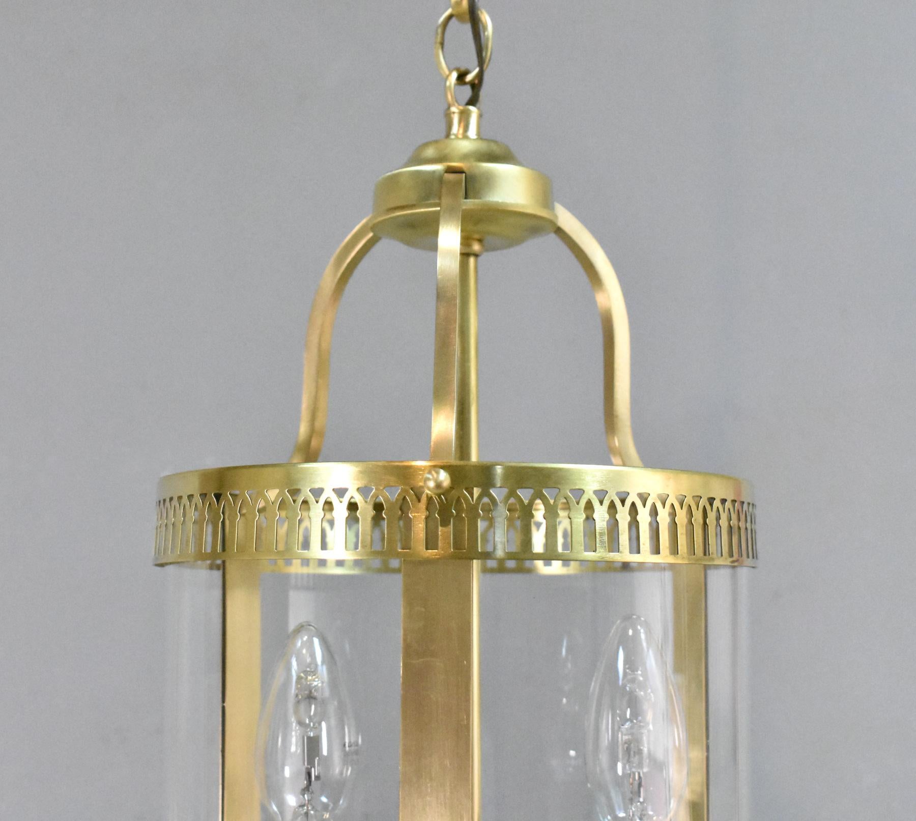 Metalwork French Antique Hall Lantern in Brass For Sale