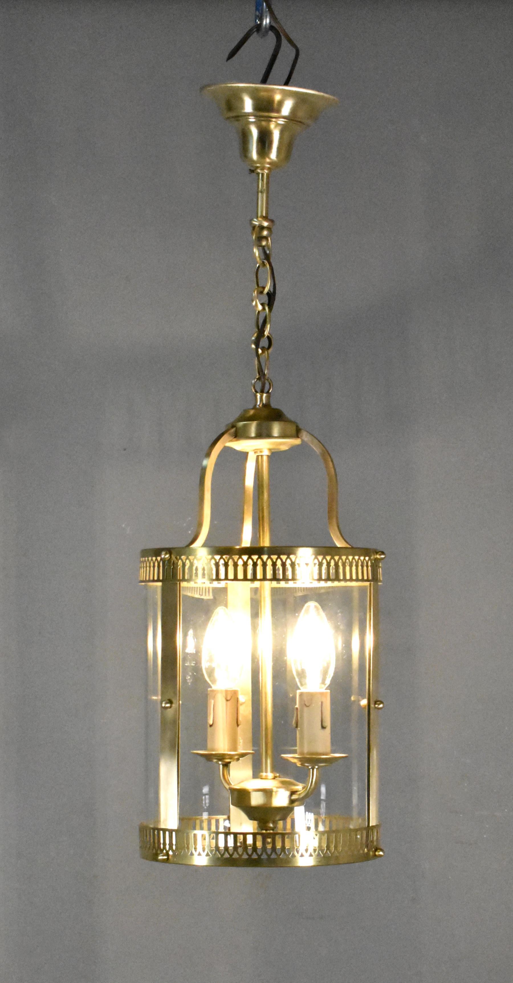 French Antique Hall Lantern in Brass For Sale 2