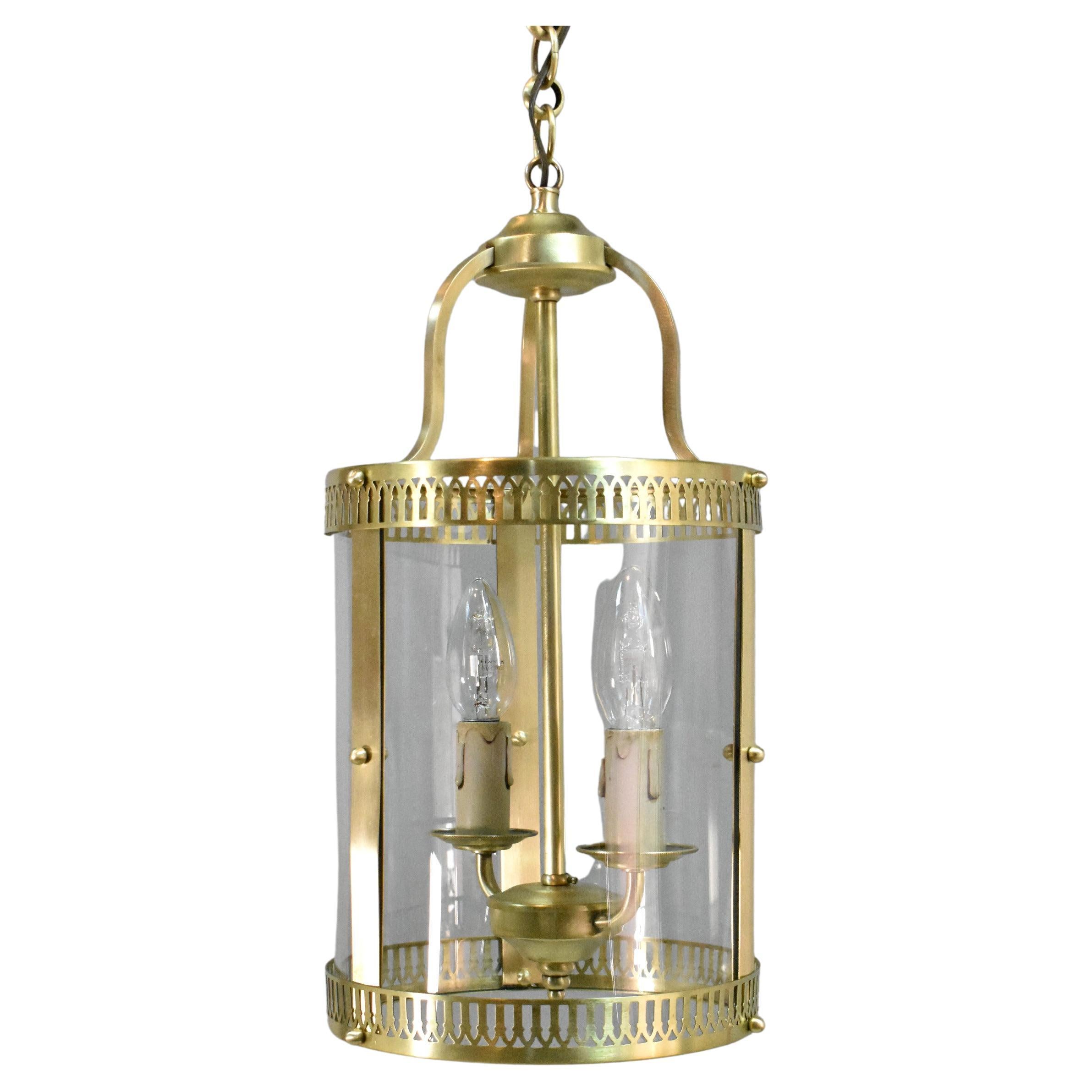 French Antique Hall Lantern in Brass For Sale