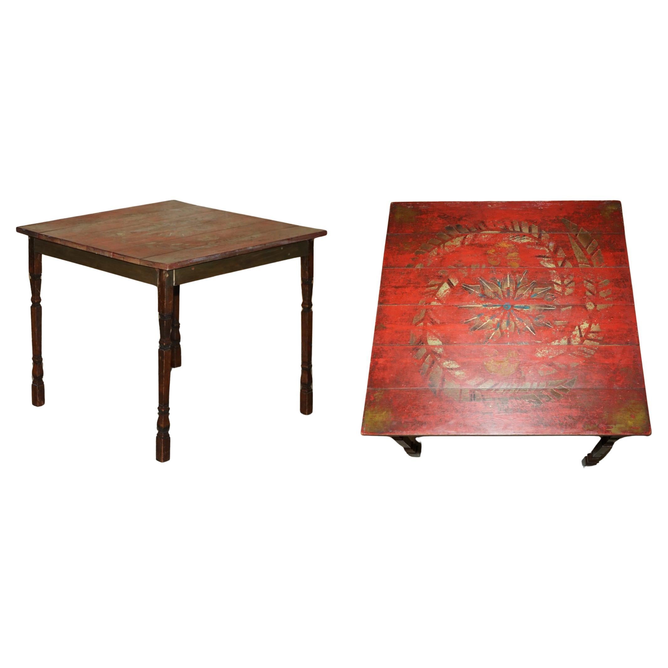 FRENCH ANTIQUE HAND PAiNTED PARIS PINE VENdanGE WINE TASTING TABLE LOVELY!