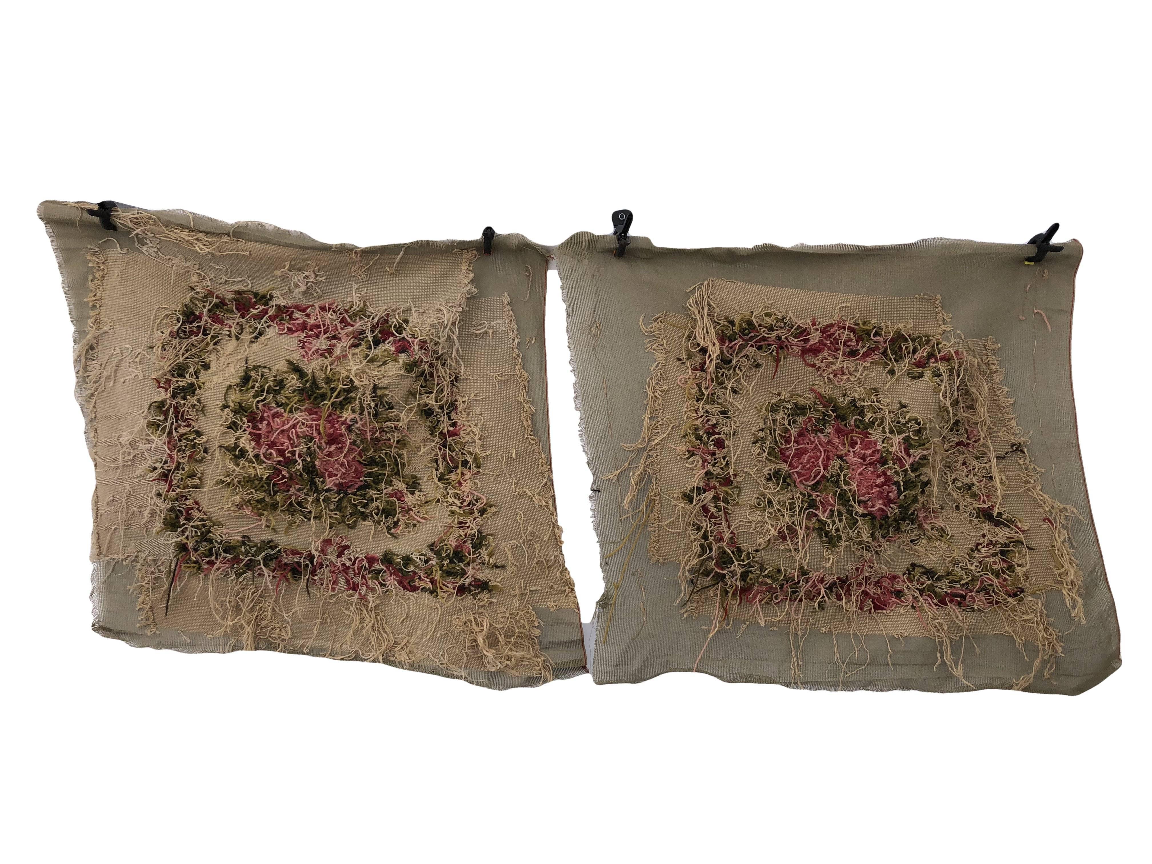Late 19th Century French Antique Handwoven Upholstered Chair and Armchair Seat Covers, Nine Pieces For Sale