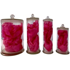 French Antique Handblown Glass Apothecary Bottles, 1950s, Set of Four