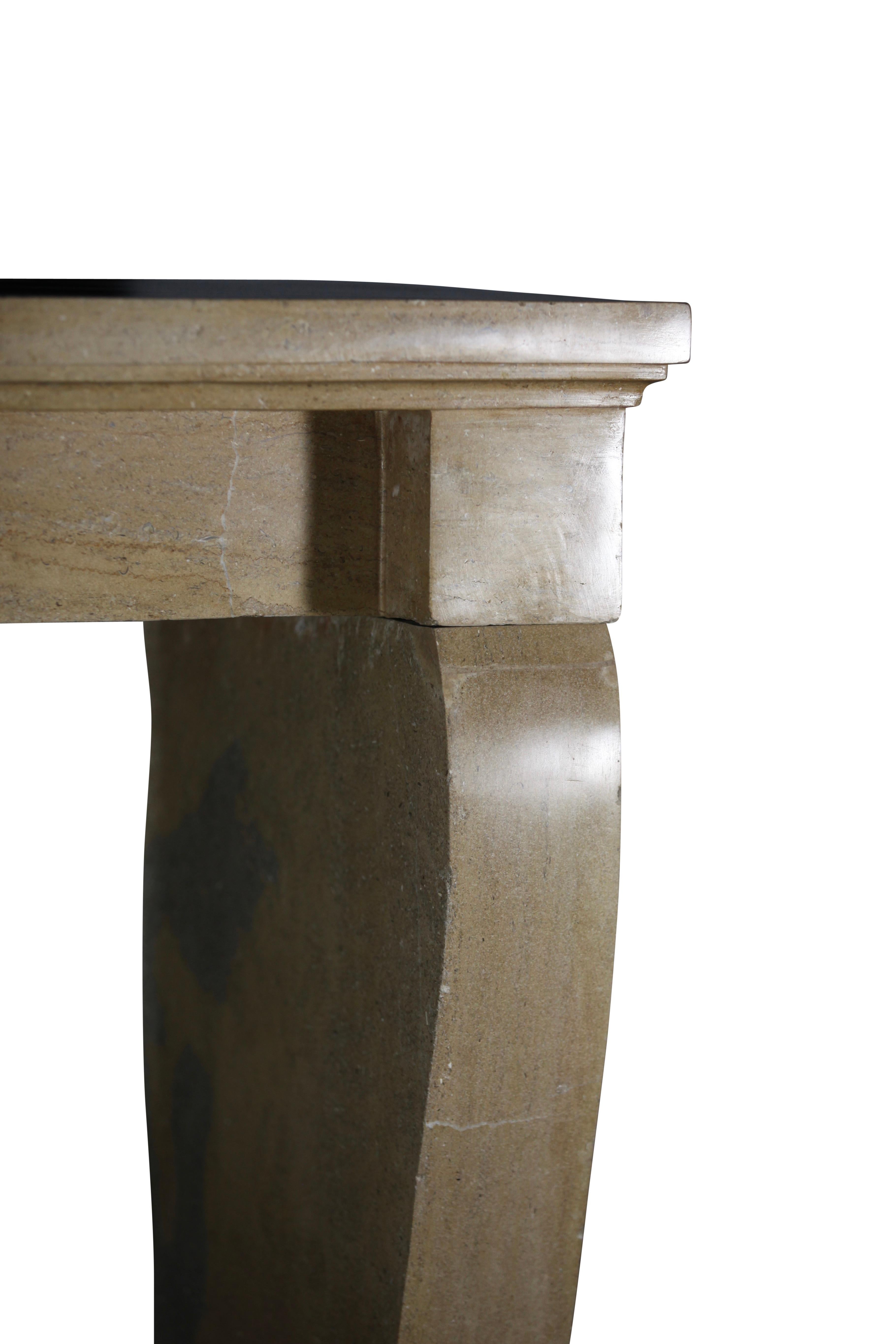 Encadrement de cheminée en pierre calcaire dure bicolore d'antiquités française pour une vie intemporelle en vente 3