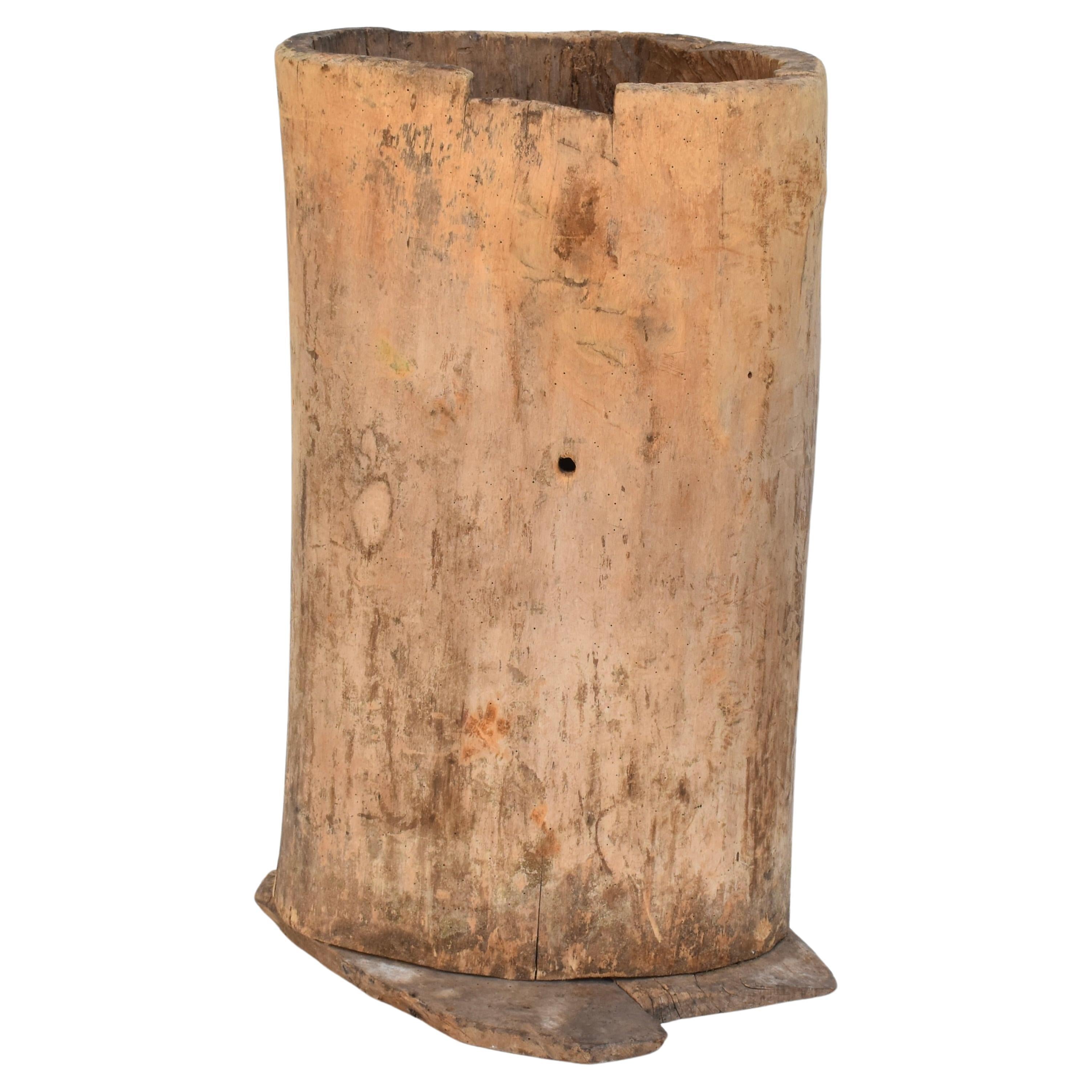 French Antique Hollowed Tree Trunk Wooden Planter Vessel, Late 19th C. France For Sale