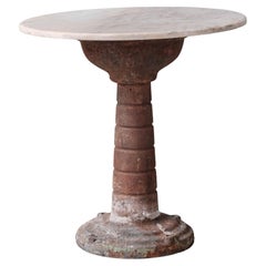 Französischer antiker Gartentisch aus Eisen und Marmor