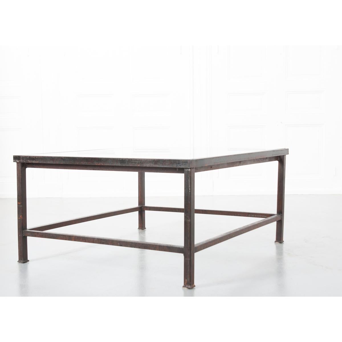 French Antique Iron Architectural Fragment and Glass Coffee Table For Sale 5