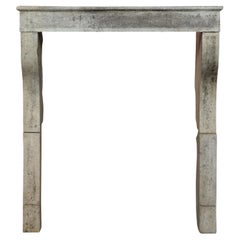 French Used Kitchen Fireplace In Limestone With Original Patina