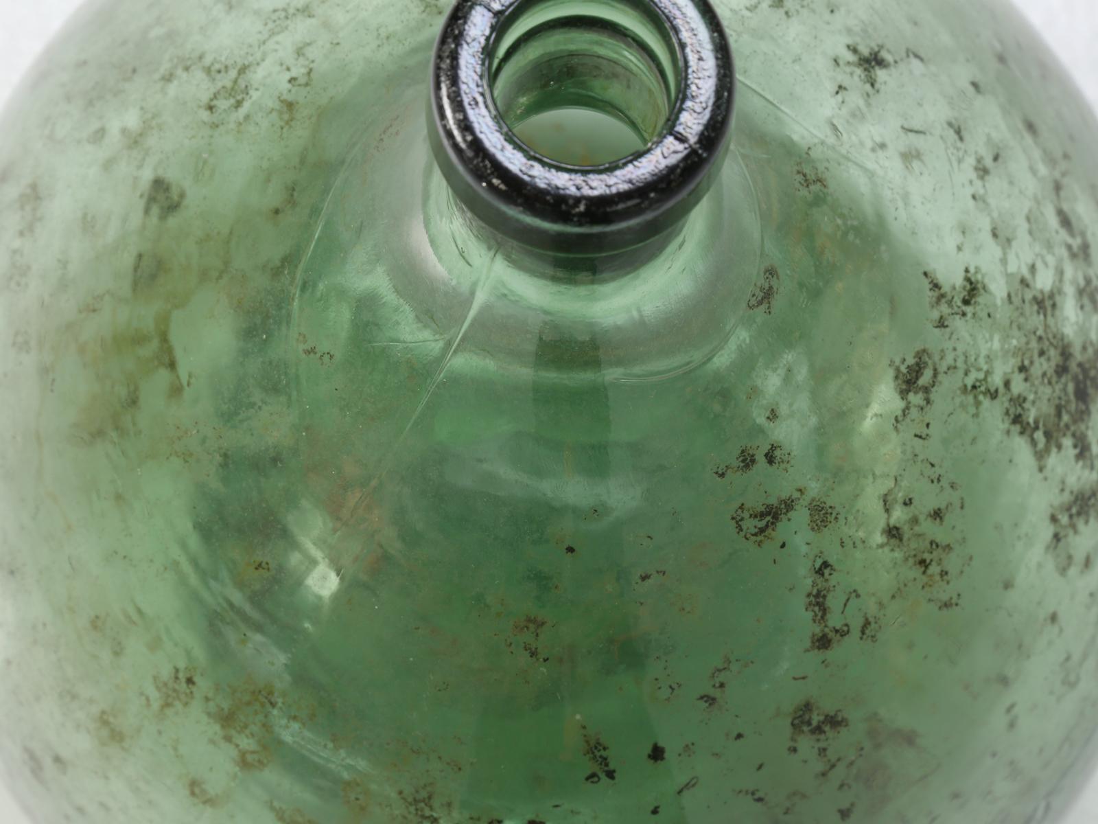 French Antique Large Demijohn Glass Bottle In Good Condition In Chicago, IL