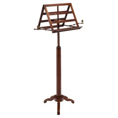 French Antique Lectern with Hand-Carved Tripod Foot and Brass Holders