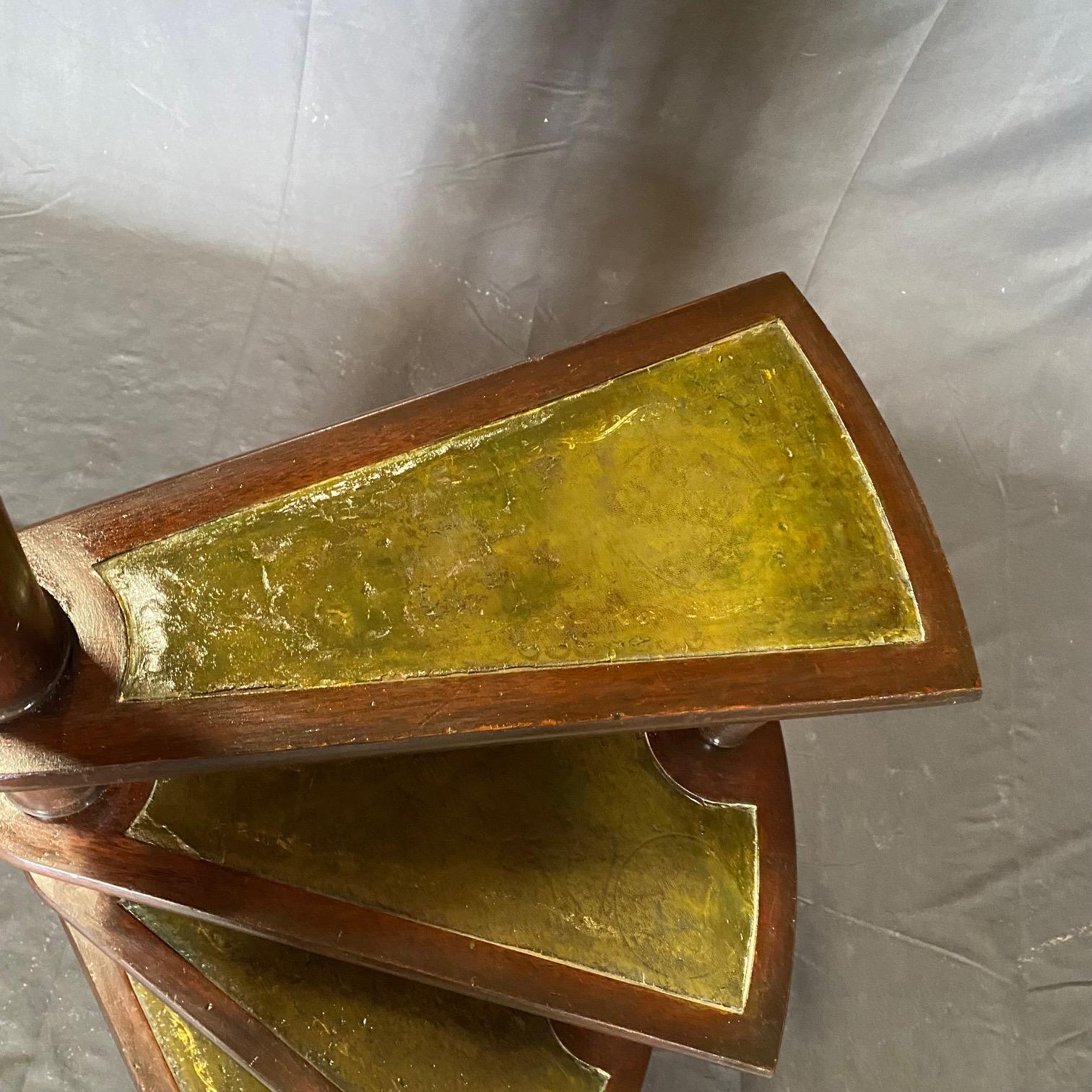 French Antique Library Staircase with Leather Treads 2