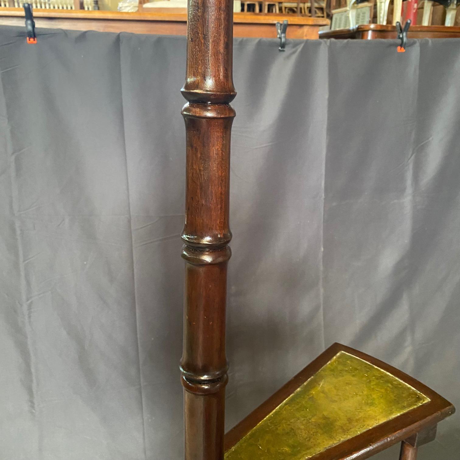 French Antique Library Staircase with Leather Treads 4