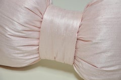French Antique Light Ballet Pink Silk Bow Cushion Pillow