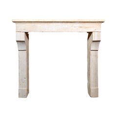 French Antique Limestone Farmhouse Mantel
