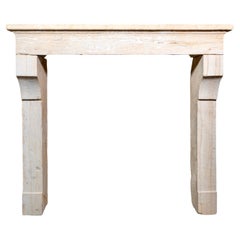 French Antique Limestone Farmhouse Mantel