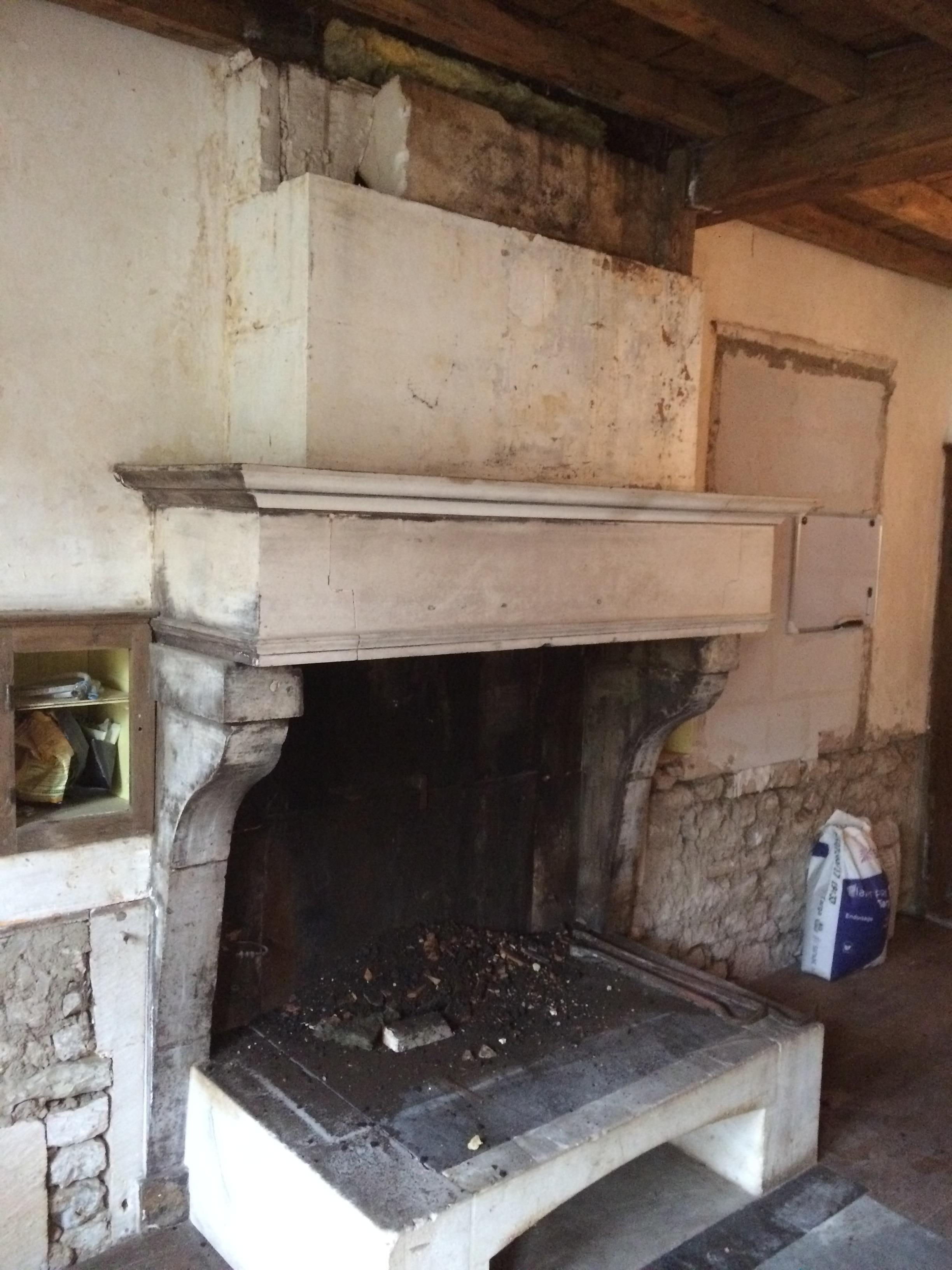 French Antique Limestone Fireplace Louis XIII Style 18th Century from France For Sale 5