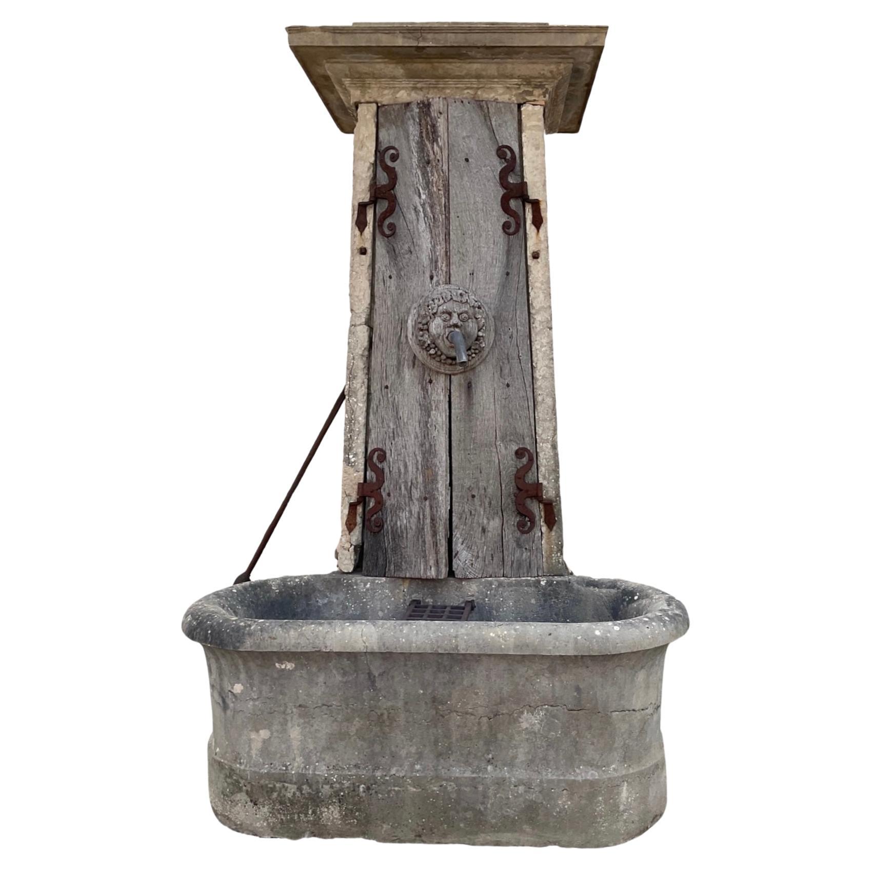 French Antique Limestone Fountain For Sale