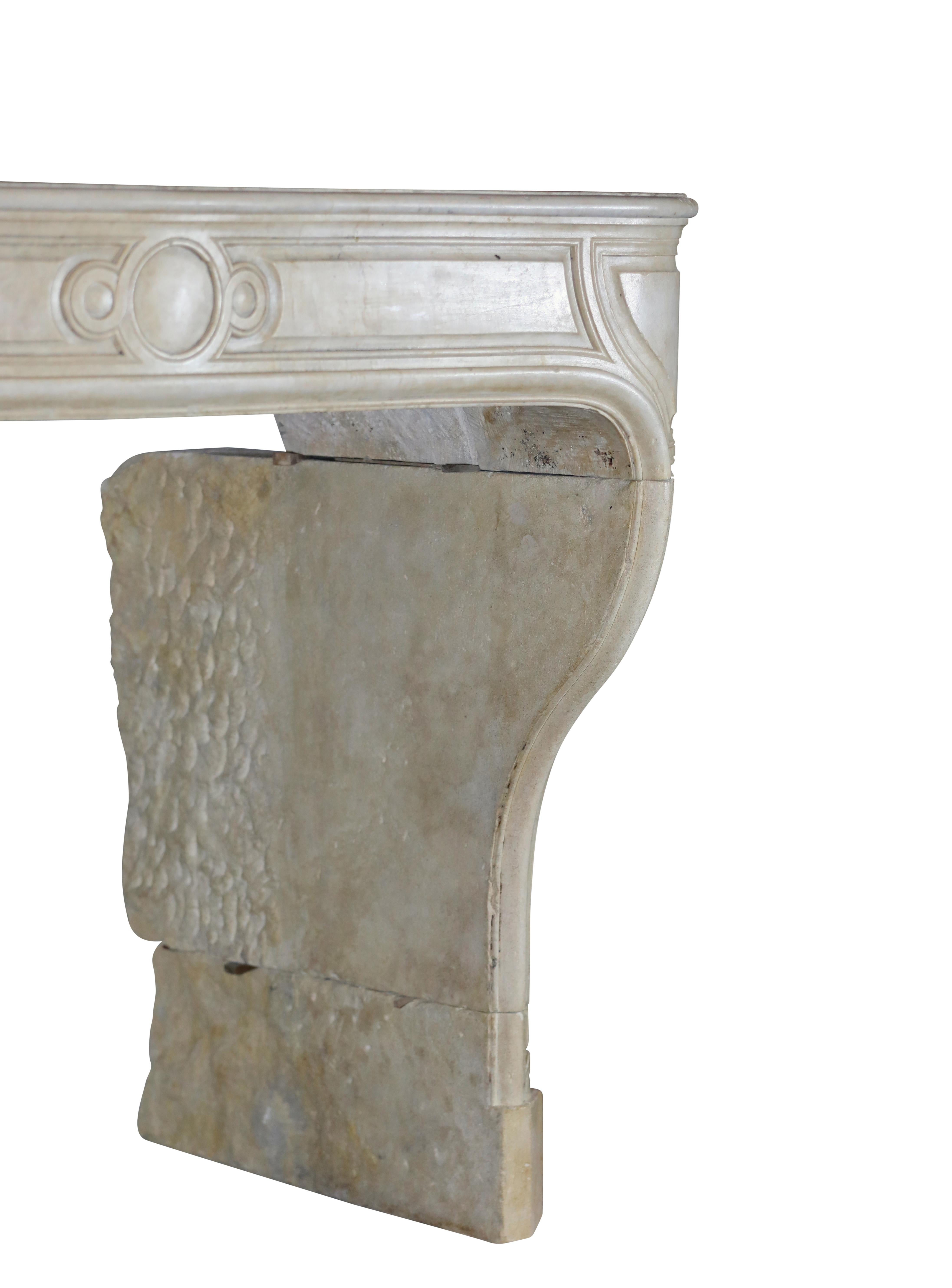French Antique Louis XIV Limestone Fireplace Surround For Sale 12