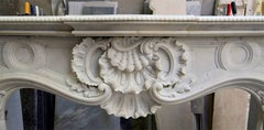French Antique Louis XV Carrara Marble Fireplace Mantel