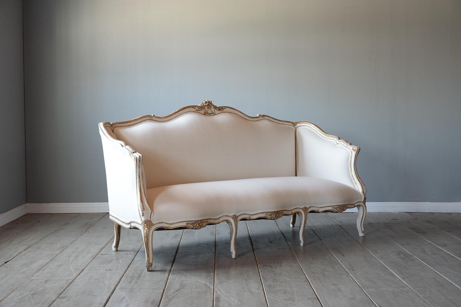 Late 19th Century French Antique Louis XV Gilt Sofa