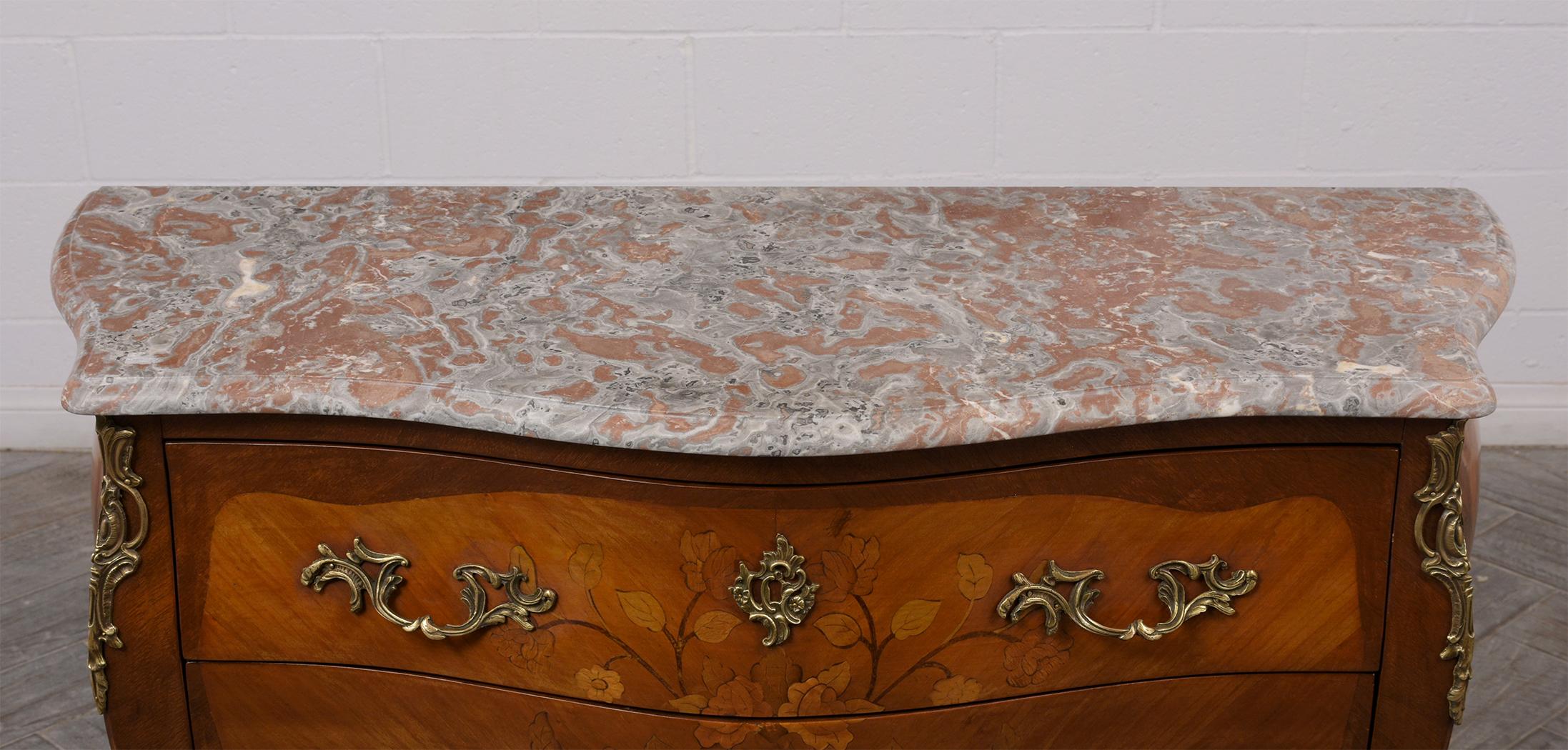 19th Century French Antique Louis XV Marquetry Commode