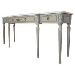 French Antique Louis XVI Console Carrara Marble Top