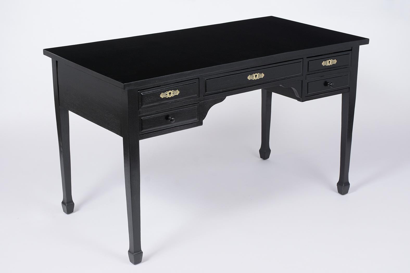 French Antique Louis XVI Ebonized Desk 1