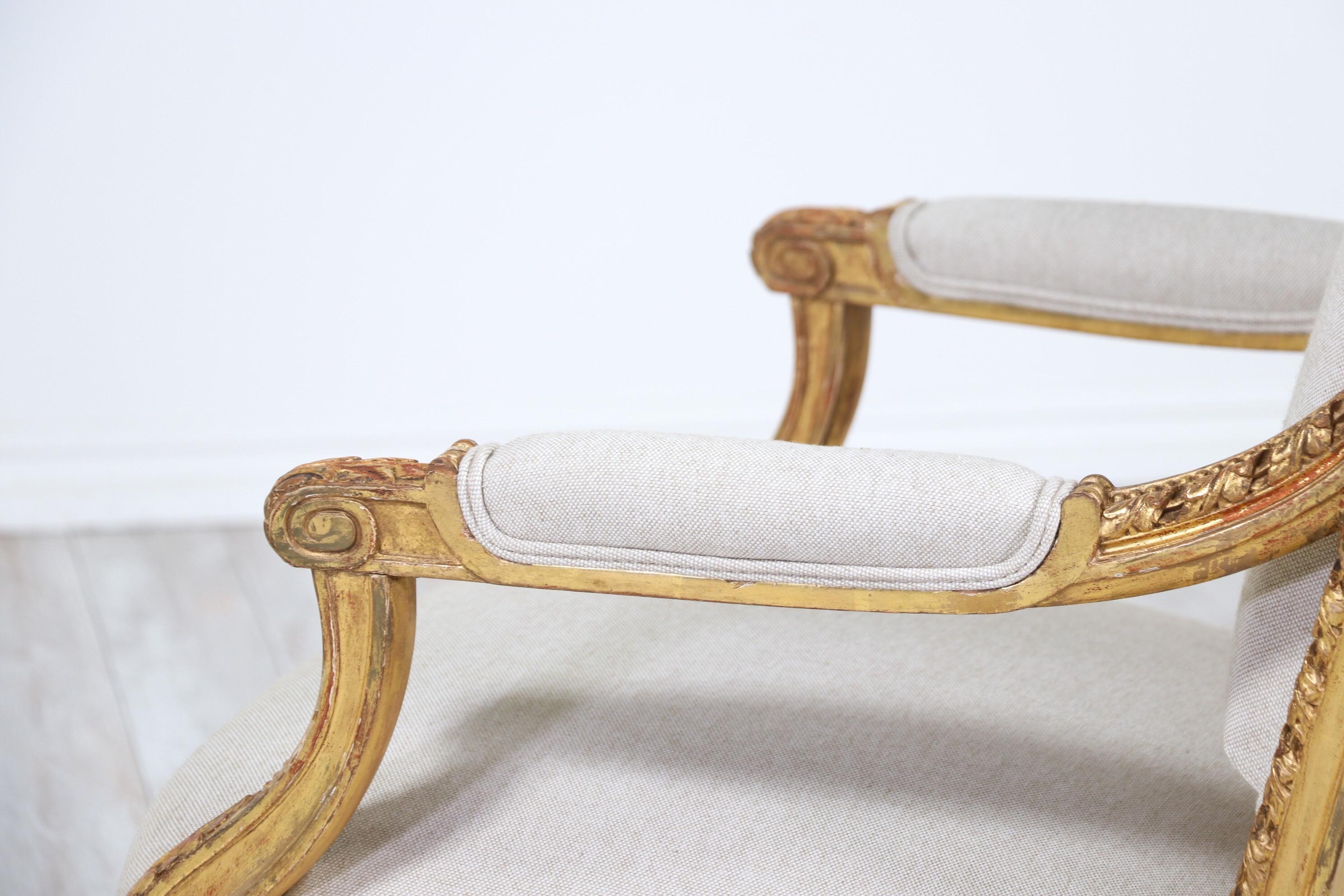 French Antique Louis XVI Giltwood Armchairs 3