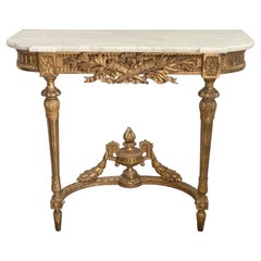 French Antique Louis XVI Giltwood Wall Table/Console