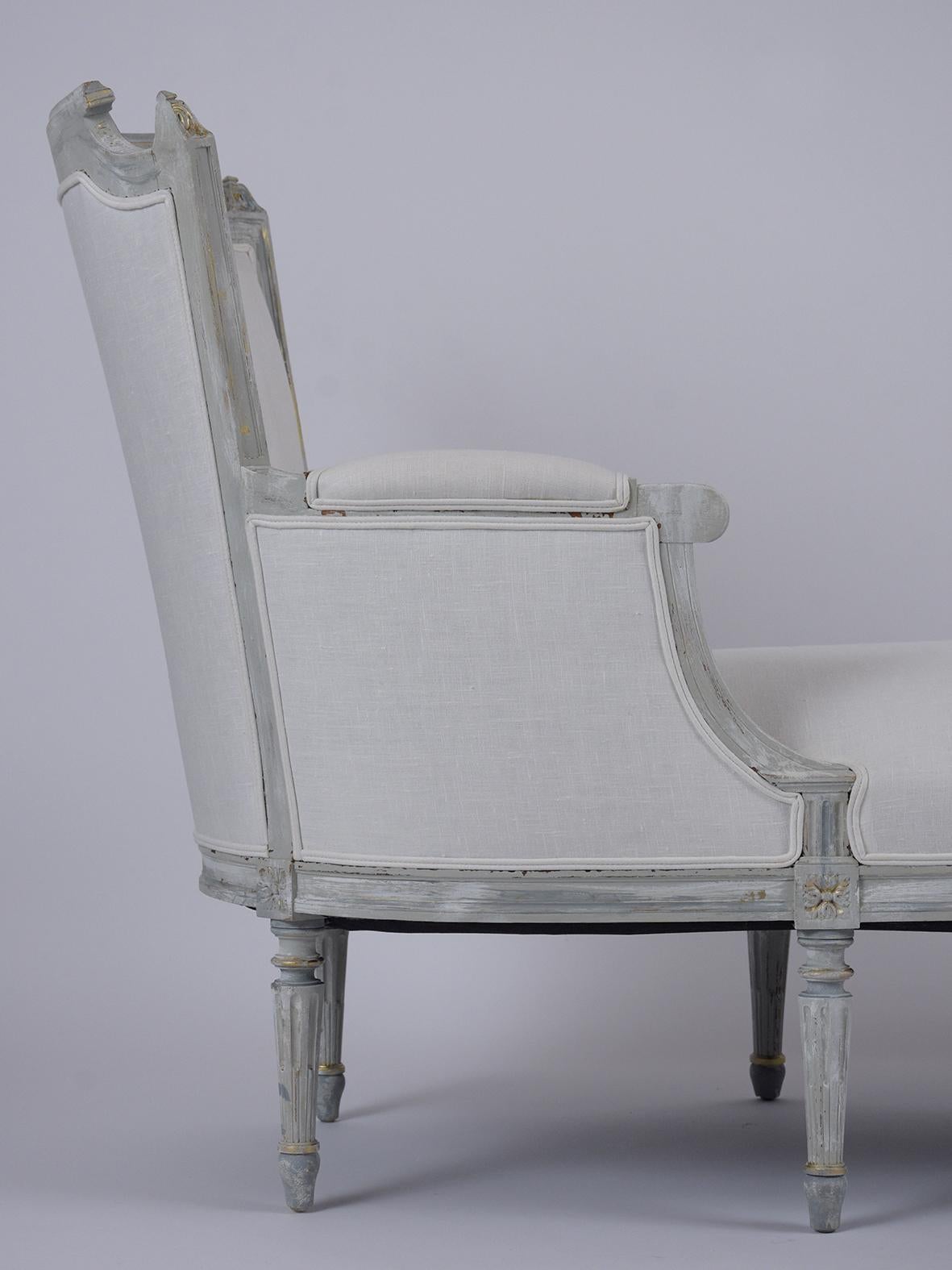 Fabric Antique Louis XVI Chaise Lounge