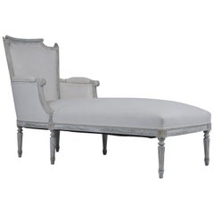 French Antique Louis XVI Painted Chaise Lounge