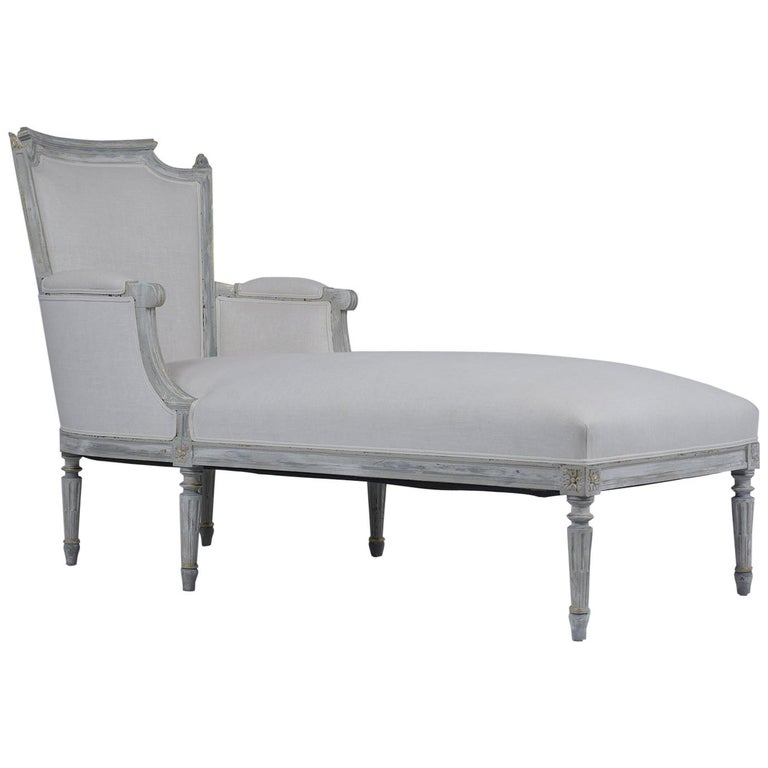 French Antique Louis XVI Painted Chaise Lounge at 1stDibs