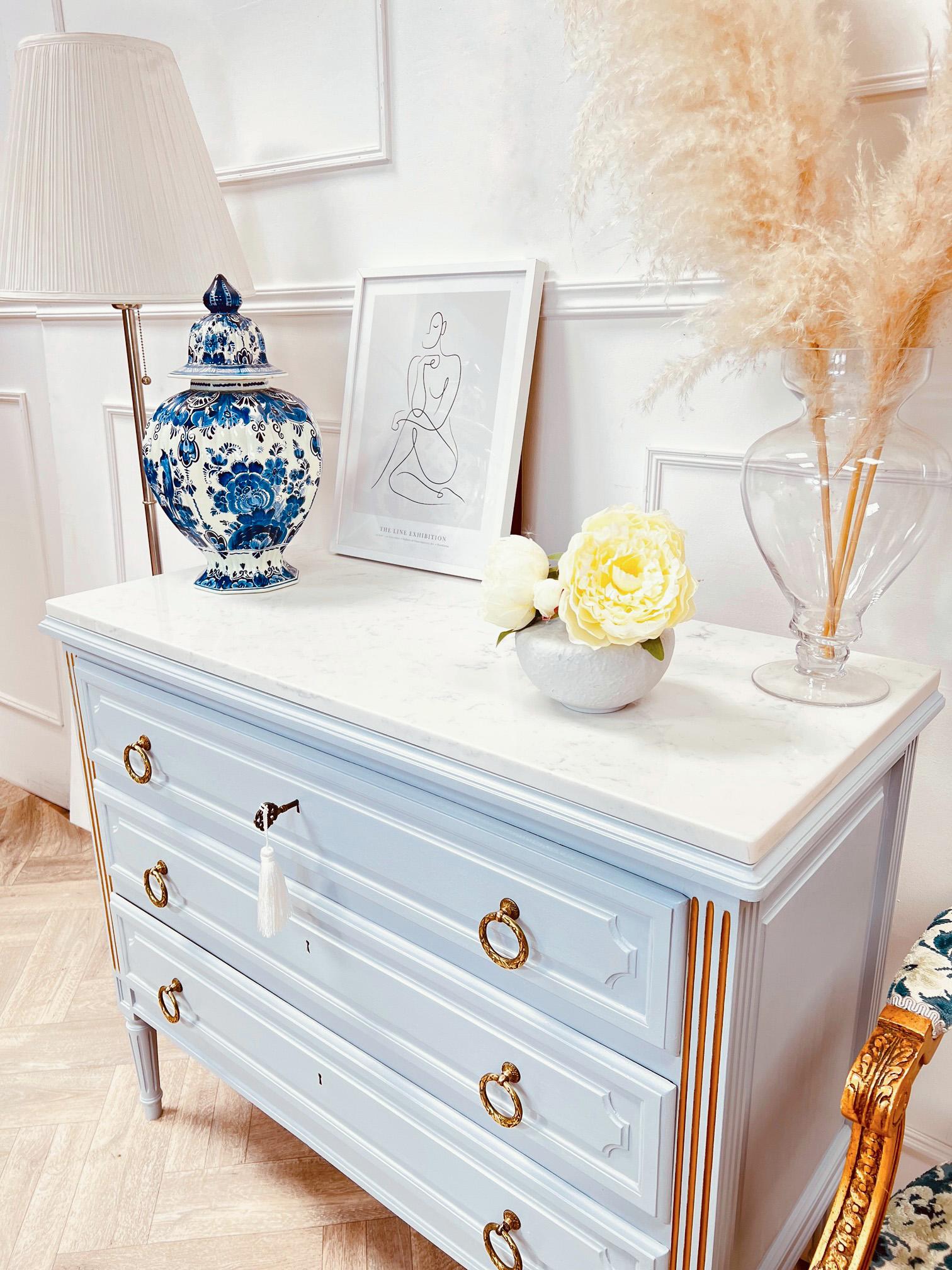 French Antique Louis XVI Style Chest of Drawers / Small Marble Commode For Sale 3