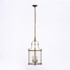French Antique, Louis XVI Style Lantern, Brass and Glass