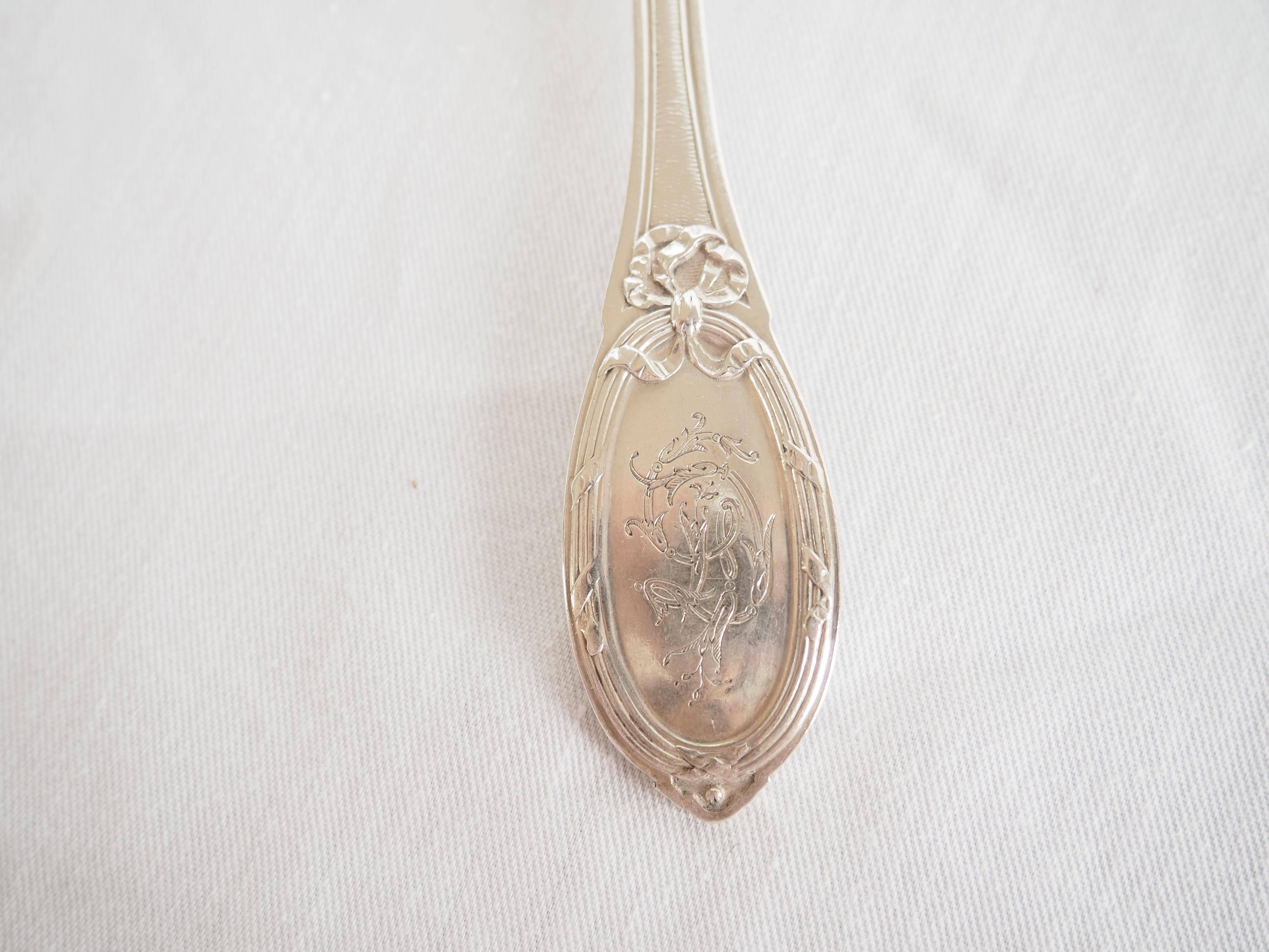 Sterling Silver French antique Louis XVI style sterling silver flatware for 6 - Henin & Cie