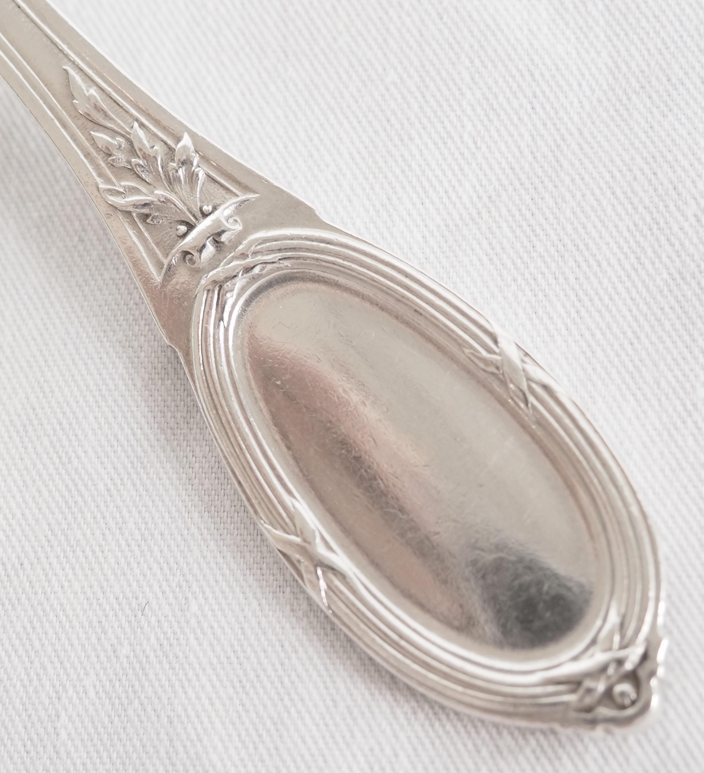 French antique Louis XVI style sterling silver flatware for 6 - Henin & Cie For Sale 2