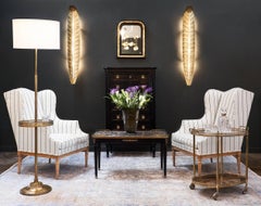 French Antique Louis XVI Style Striped Bergères