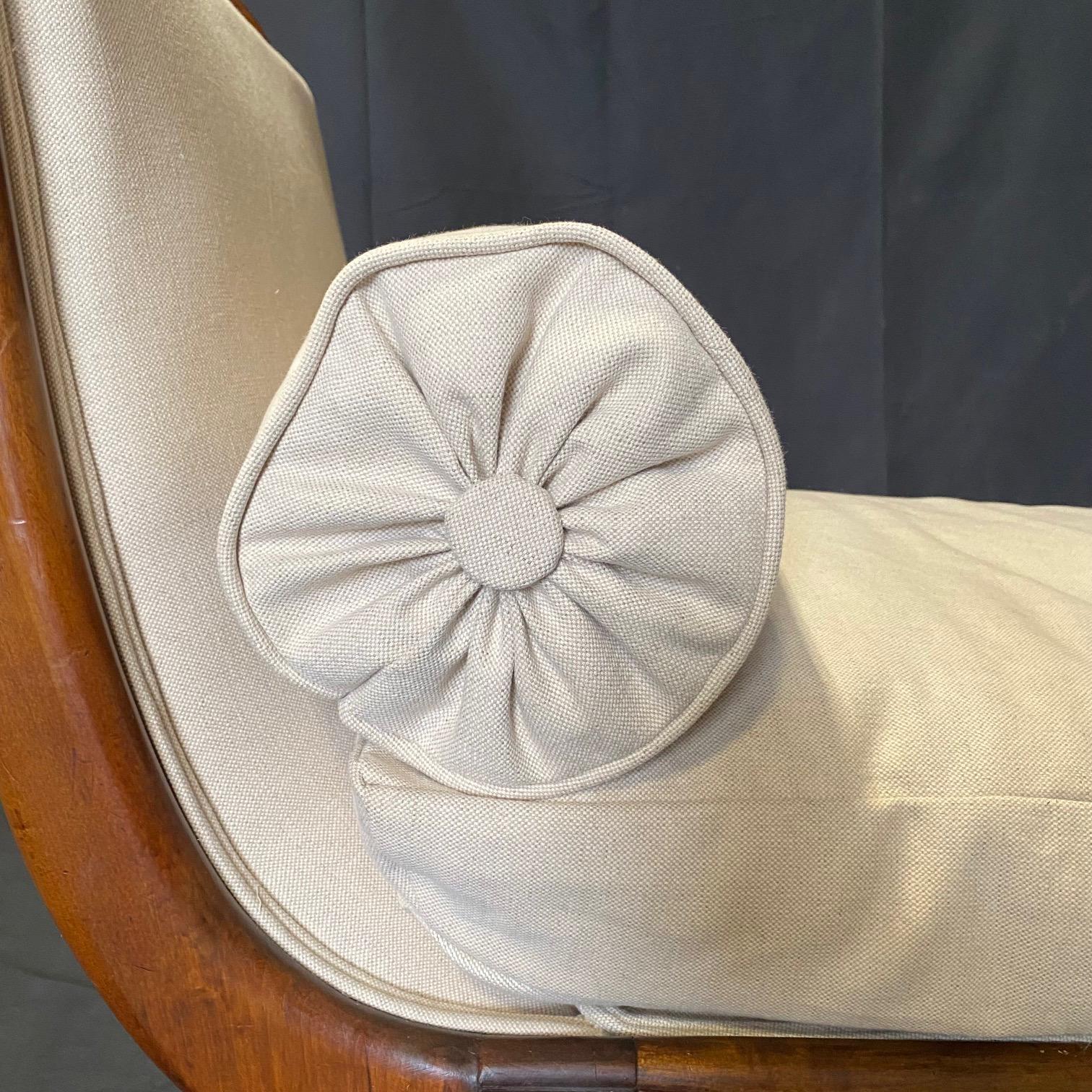 19th Century French Antique Louis XVI Swan Neck Daybed or Chaise Lounge with New Upholstery