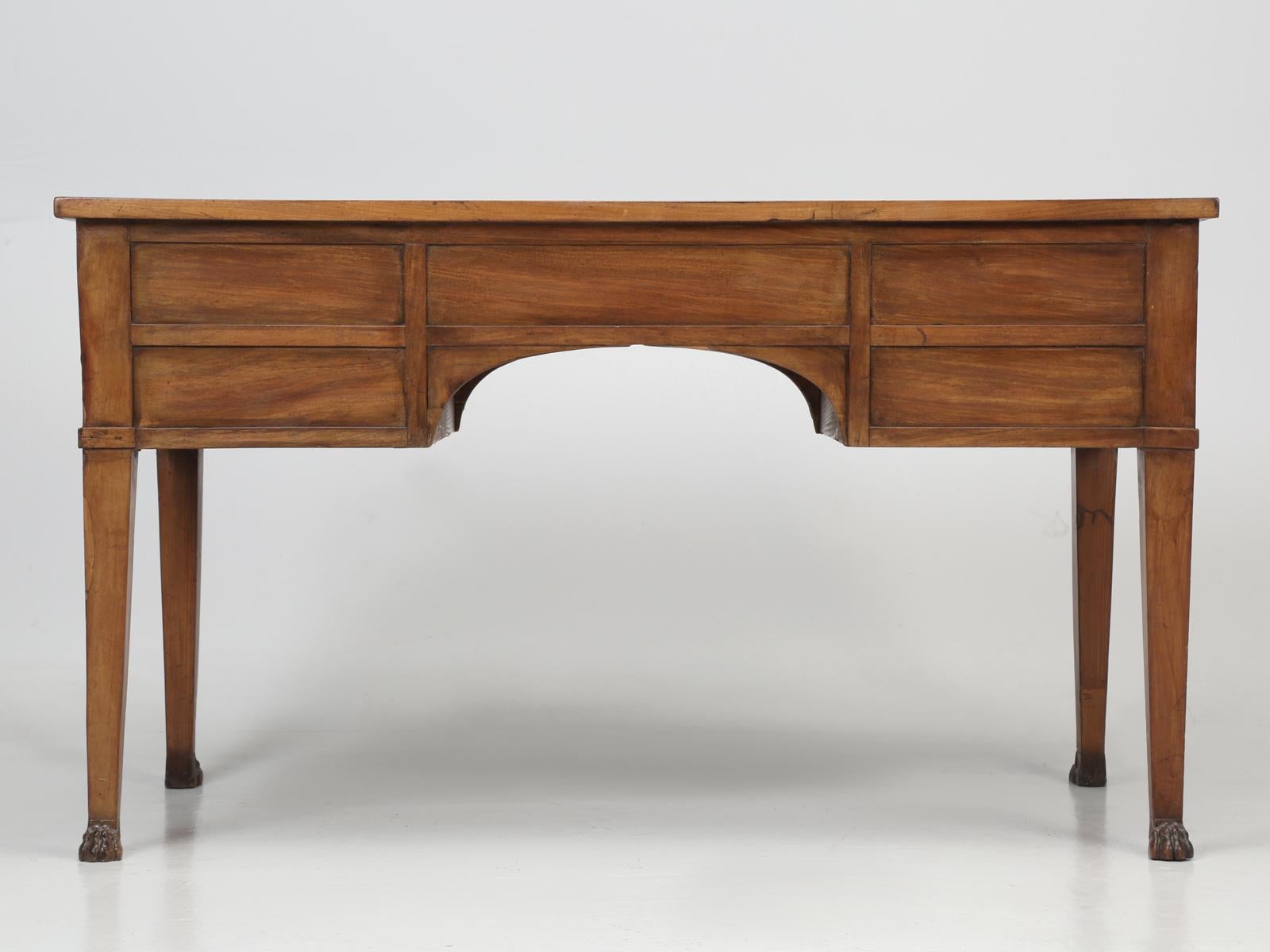 French Antique Mahogany Desk with Great Hand Carved Wood Paw Feet, circa 1880 10