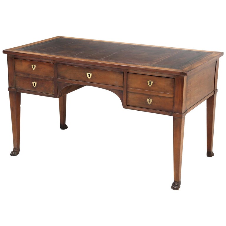 French Antique Mahogany Desk With Great, Antique Mahogany Desk With Drawers
