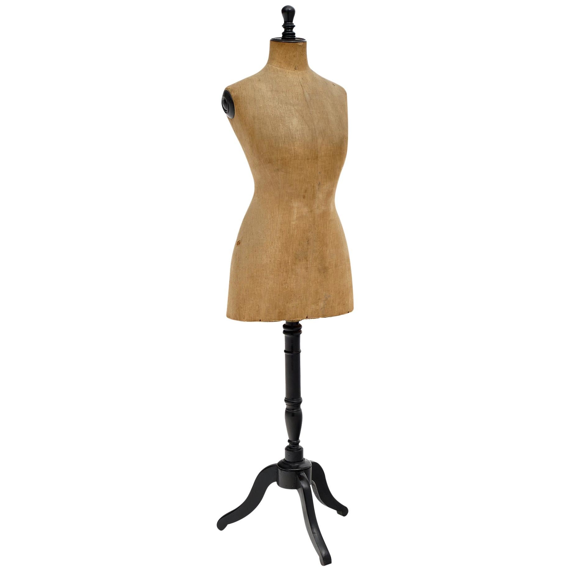 French 1950s Fabric Display Mannequin with Hat and Bag For Sale at 1stDibs