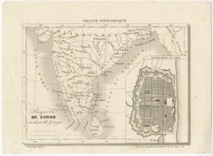 French Antique Map of India with an Inset of Pondicherry, 1835
