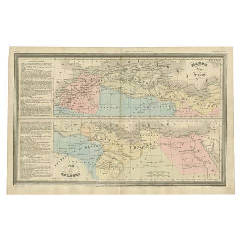 French Antique Map of Northern Africa and Libya, c.1840