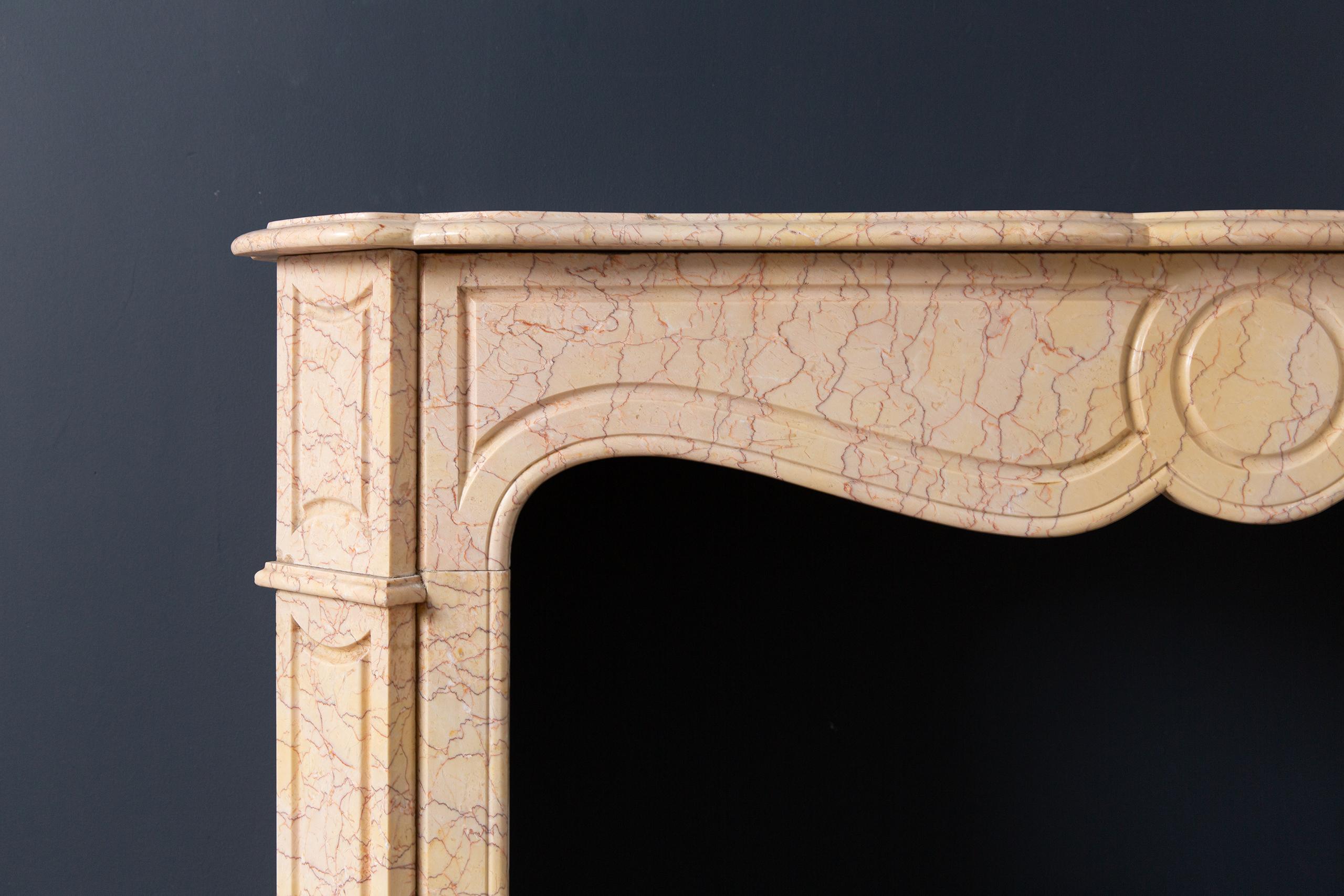 Hand-Carved French Antique Marble French Fireplace
