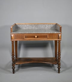 French Antique Marble & Oak Washstand