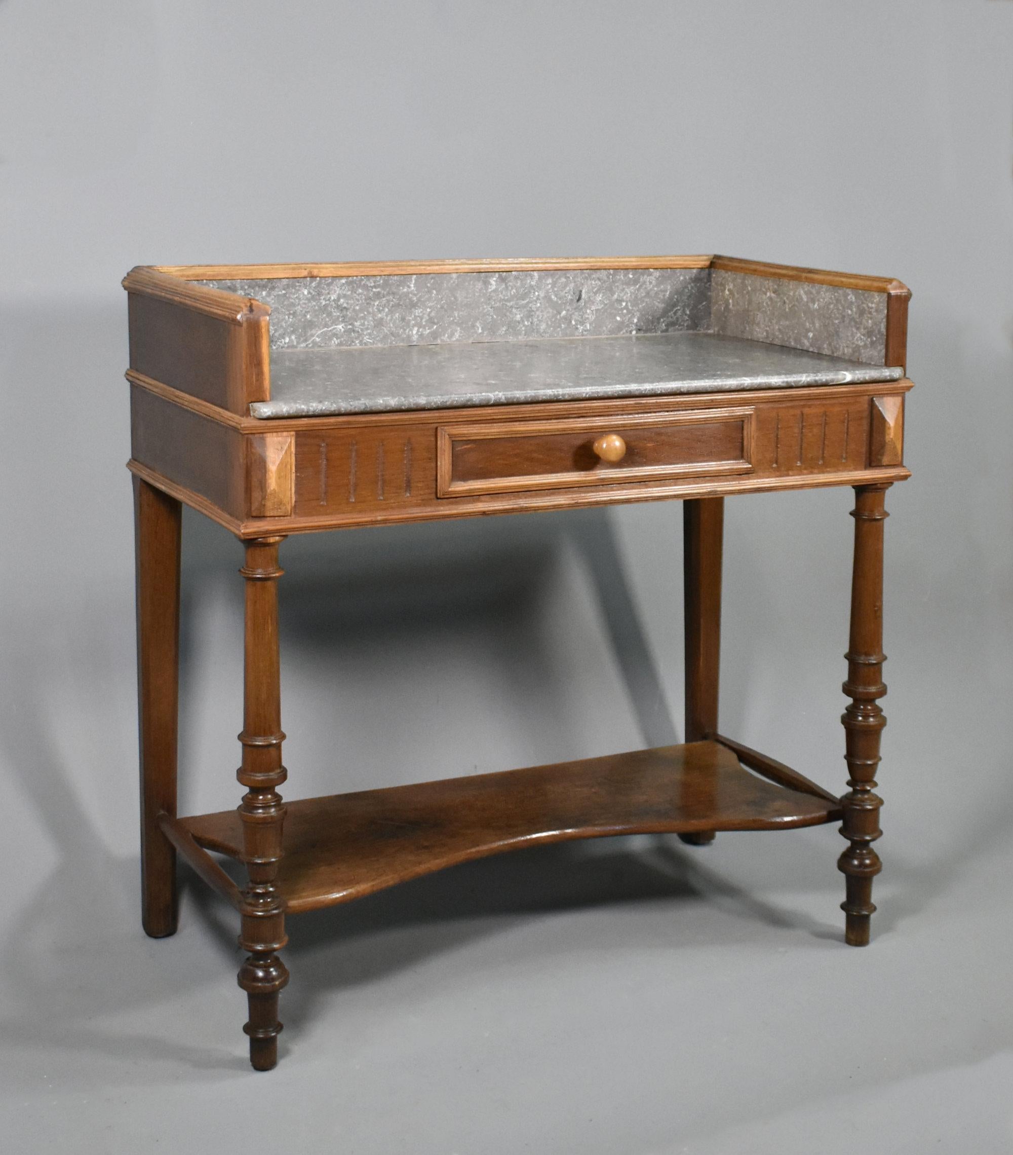 Art Déco Lavabo Antique French in marmo e Oak in vendita