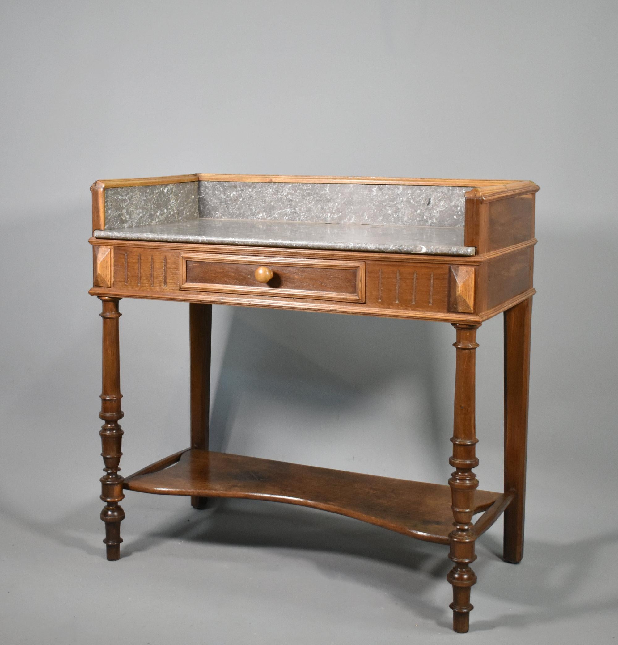 Francese Lavabo Antique French in marmo e Oak in vendita