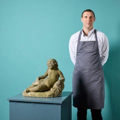 French Antique Marble Statue of a Leaning Youth