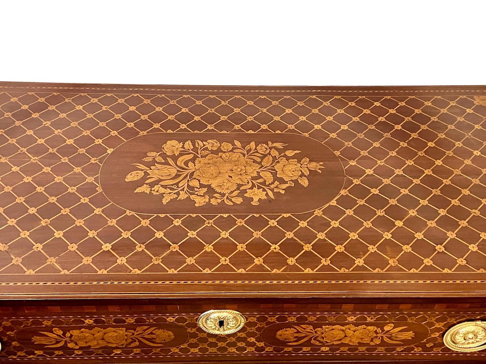 19th Century French Antique Marquetry Chest of Drawers For Sale